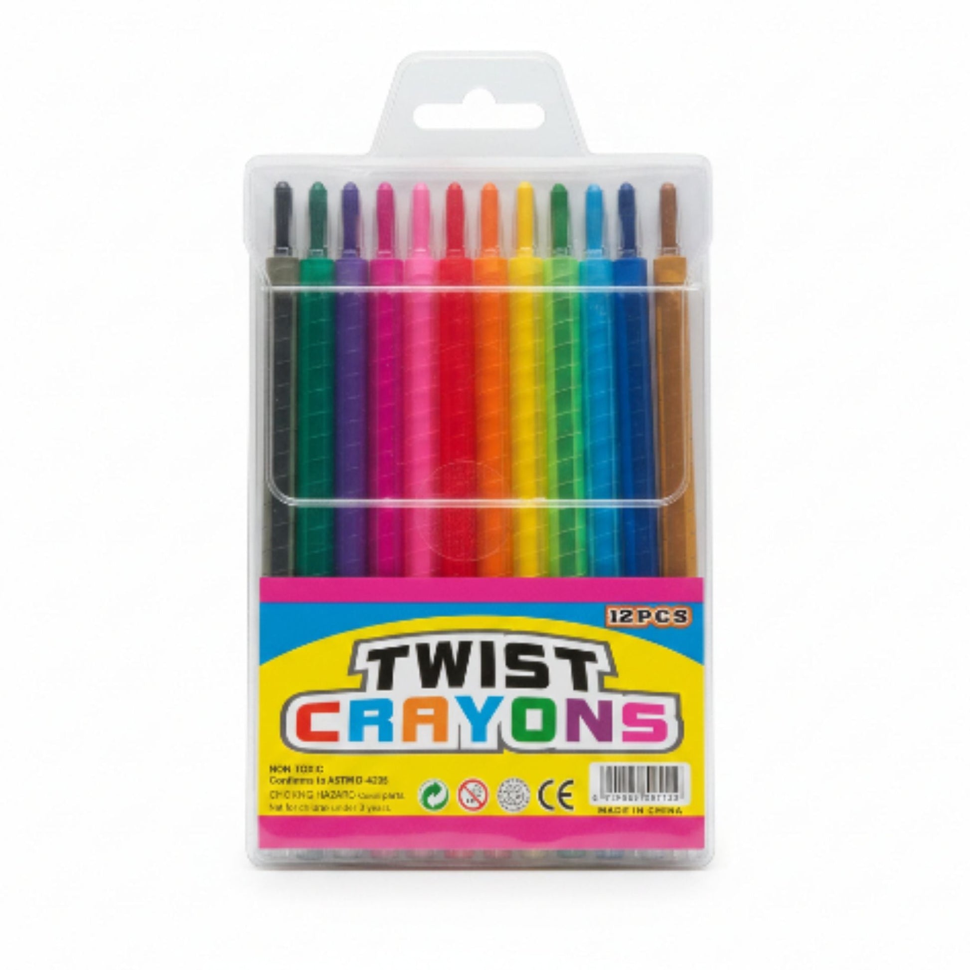 12pc Pack Twist Crayons For Kids - Non Toxic Retractable Coloring Crayons