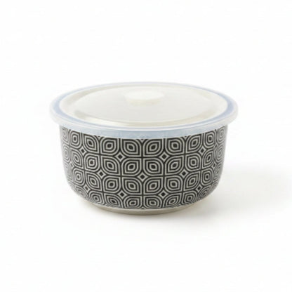 13cm Danny Home Porcelain Bowl with Lid – Airtight Serving & Food Storage Bowl for Kitchen & Dining