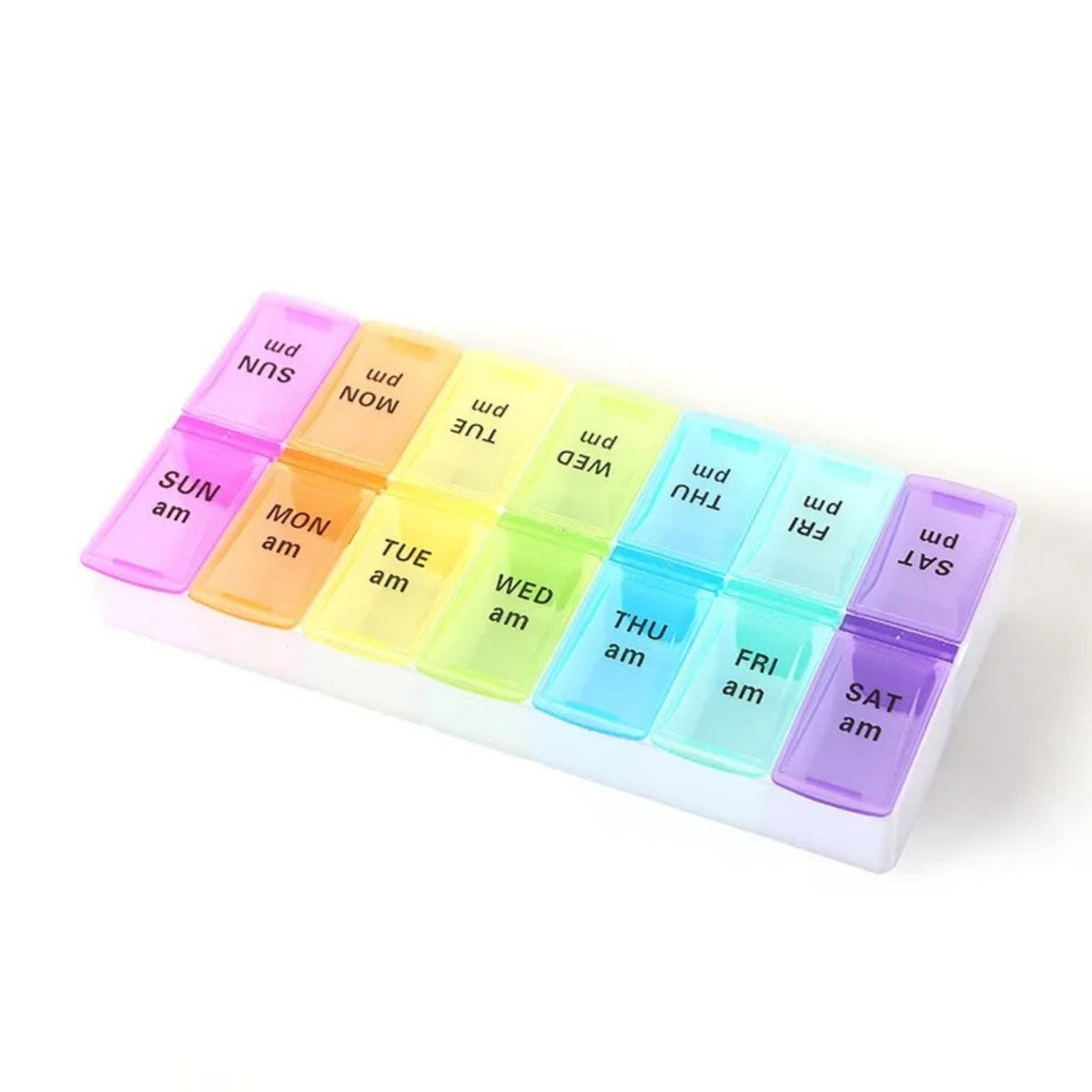 14 Grid AM & PM Pill Box – Weekly Medication Organizer with Morning & Evening Compartments