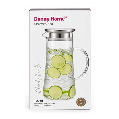 1.47L Danny Home Borosilicate Glass Jug – Hot & Cold Beverage Serving Jug – Clear Glass