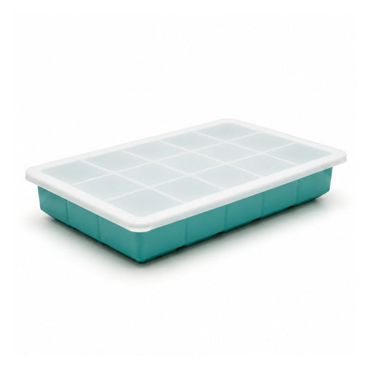 15 Slot Takmehome Silicone Ice Tray With Lid - Green On White Background