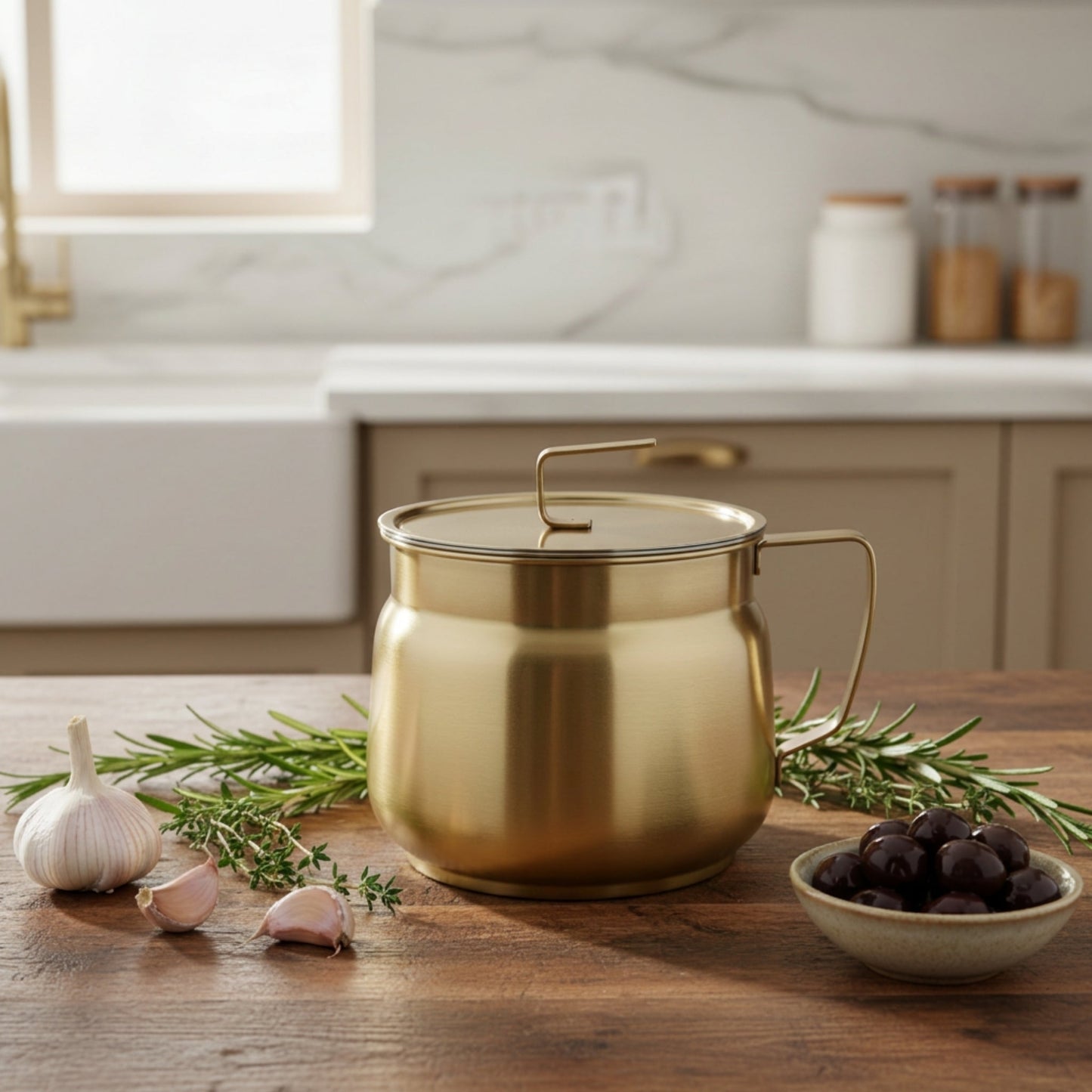 1500ml Gold Stainless Steel Oil Jug – Kitchen Oil Dispenser