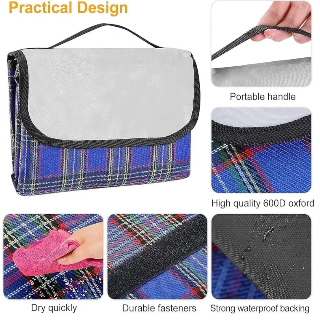 150x200cm Foldable Picnic Mat – Large Outdoor Picnic & Beach Mat – Easy Carry Design