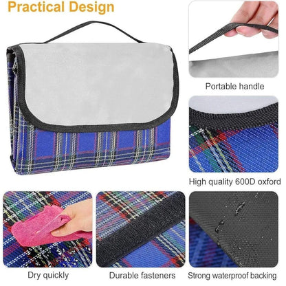 150x200cm Foldable Picnic Mat – Large Outdoor Picnic & Beach Mat – Easy Carry Design