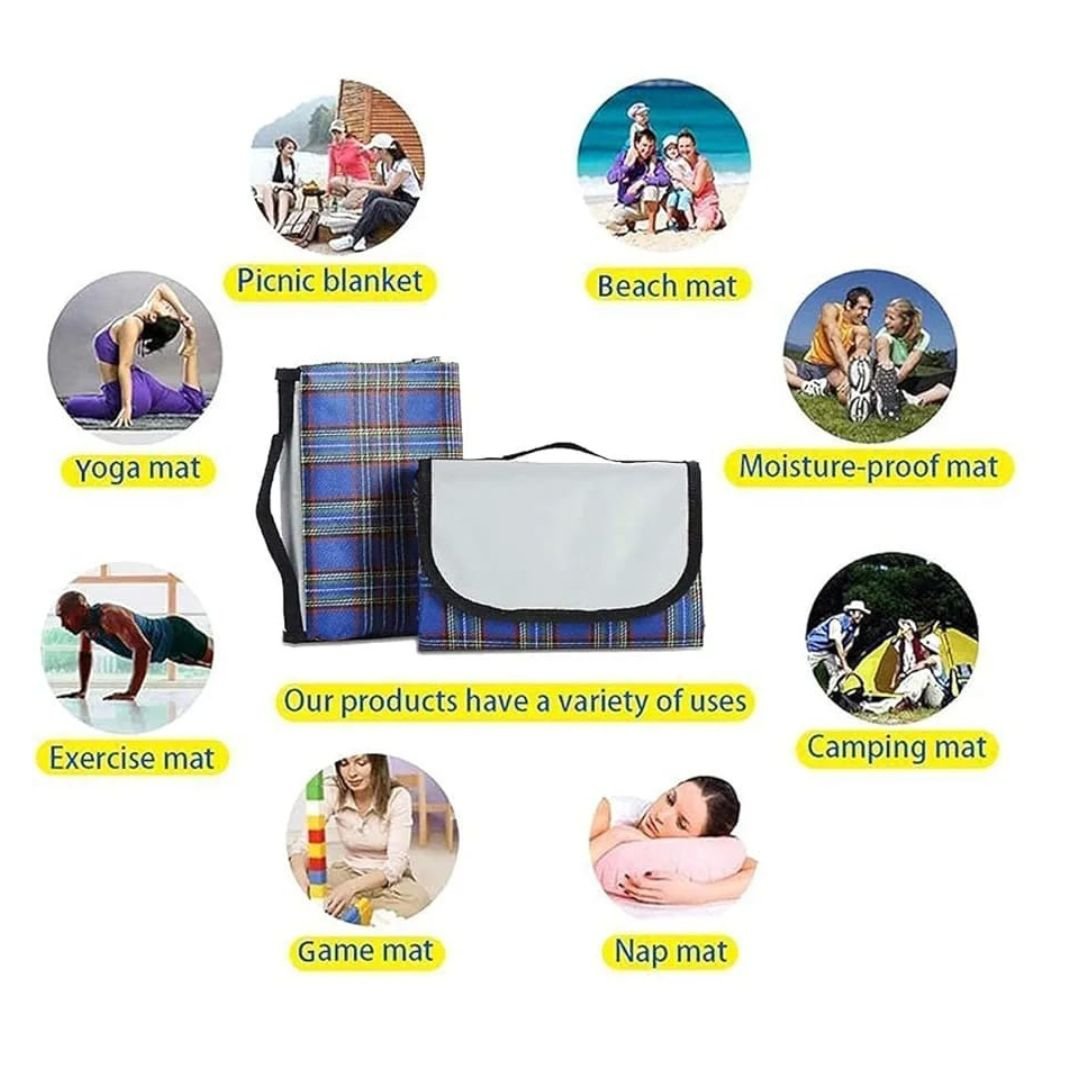 150x200cm Foldable Picnic Mat – Large Outdoor Picnic & Beach Mat – Easy Carry Design