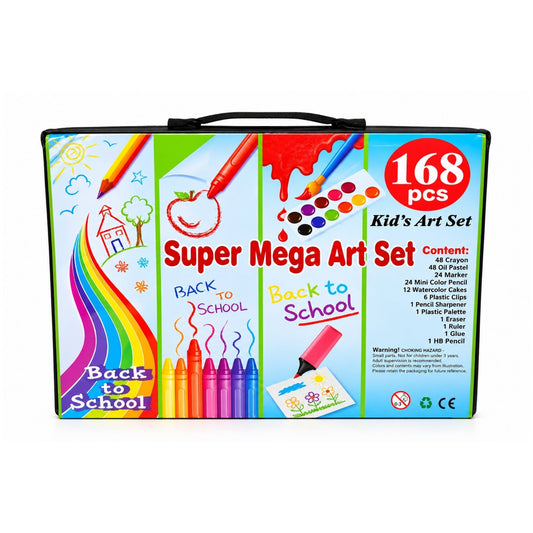 168 Piece Mega Art Set – Drawing, Colouring & Painting Kit – Kids Creative Activity Set