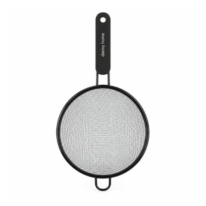 18cm Danny Home Stainless Steel Fine Mesh Sifter – Flour Sieve With Fine Mesh Design – Black
