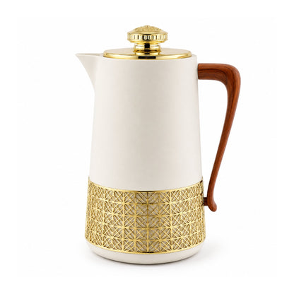 1L Gold Thermal Vacuum Jug – Flower Base Sleeve Insulated Hot & Cold Flask with and Matching Gold Lid