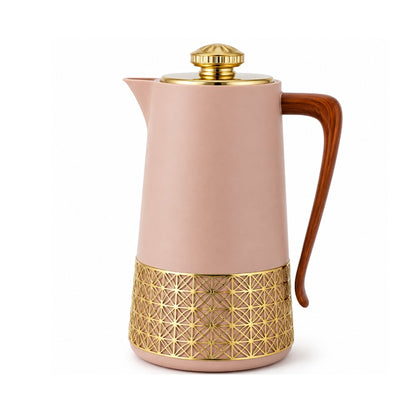 1L Gold Thermal Vacuum Jug – Flower Base Sleeve Insulated Hot & Cold Flask with and Matching Gold Lid