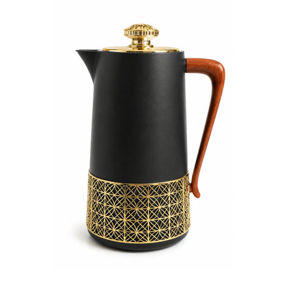 1L Gold Thermal Vacuum Jug – Flower Base Sleeve Insulated Hot & Cold Flask with and Matching Gold Lid