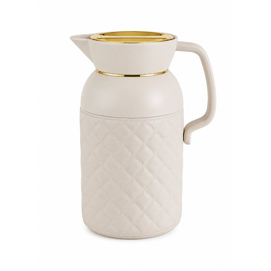 1L Quilted Thermal Flask – Insulated Hot & Cold Beverage Flask with Gold Lid