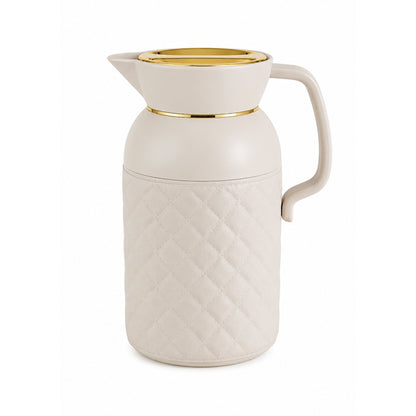 1L Quilted Thermal Flask – Insulated Hot & Cold Beverage Flask with Gold Lid