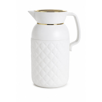 1L Quilted Thermal Flask – Insulated Hot & Cold Beverage Flask with Gold Lid
