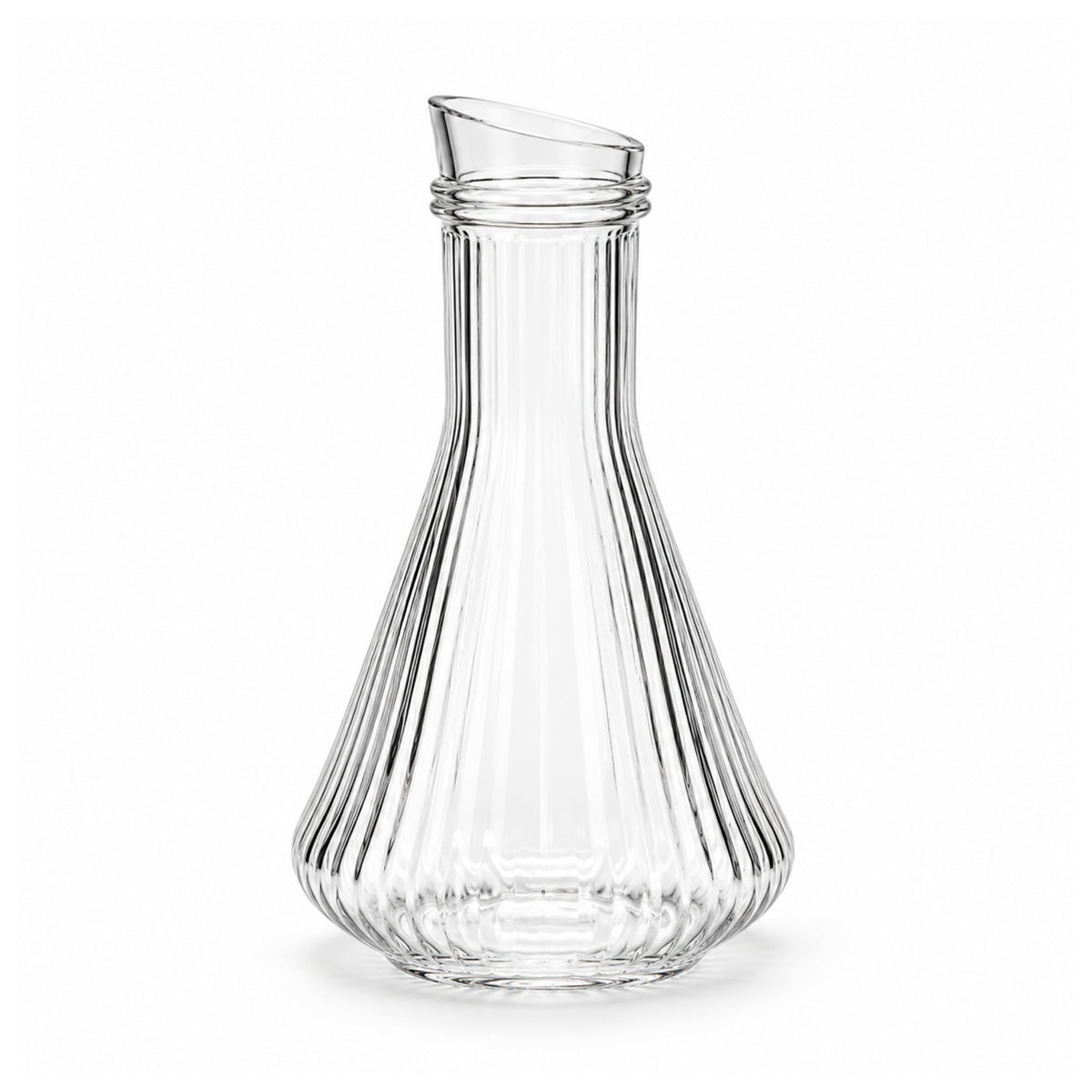 1L Ribbed Glass Carafe – Clear Water Jug with Textured Ribbed Design