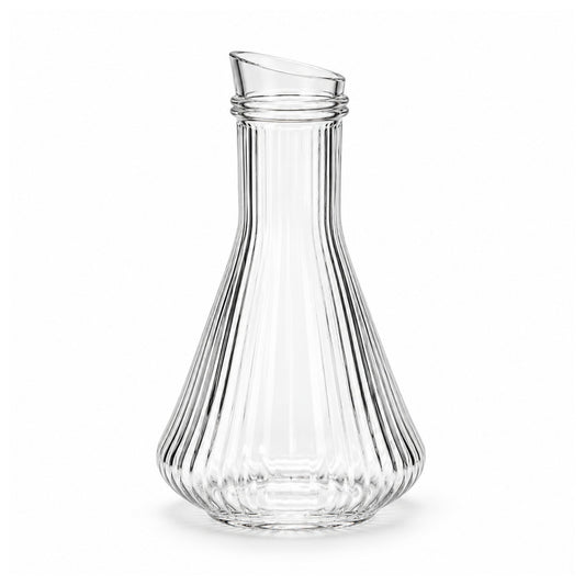 1L Ribbed Glass Carafe – Clear Water Jug with Textured Ribbed Design
