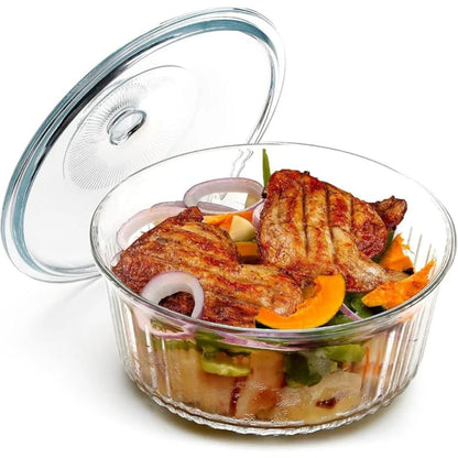 2.4L Danny Home Glass Round Casserole – Heat-Resistant Baking & Cooking Dish for Oven, Kitchen & Table On White Background