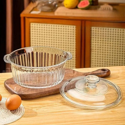 2.4L Danny Home Glass Round Casserole – Heat-Resistant Baking & Cooking Dish for Oven, Kitchen & Table