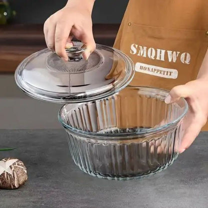 2.4L Danny Home Glass Round Casserole – Heat-Resistant Baking & Cooking Dish for Oven, Kitchen & Table