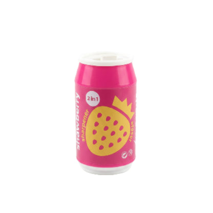2-in-1 Can-Shaped Sharpener & Eraser - Strawberry