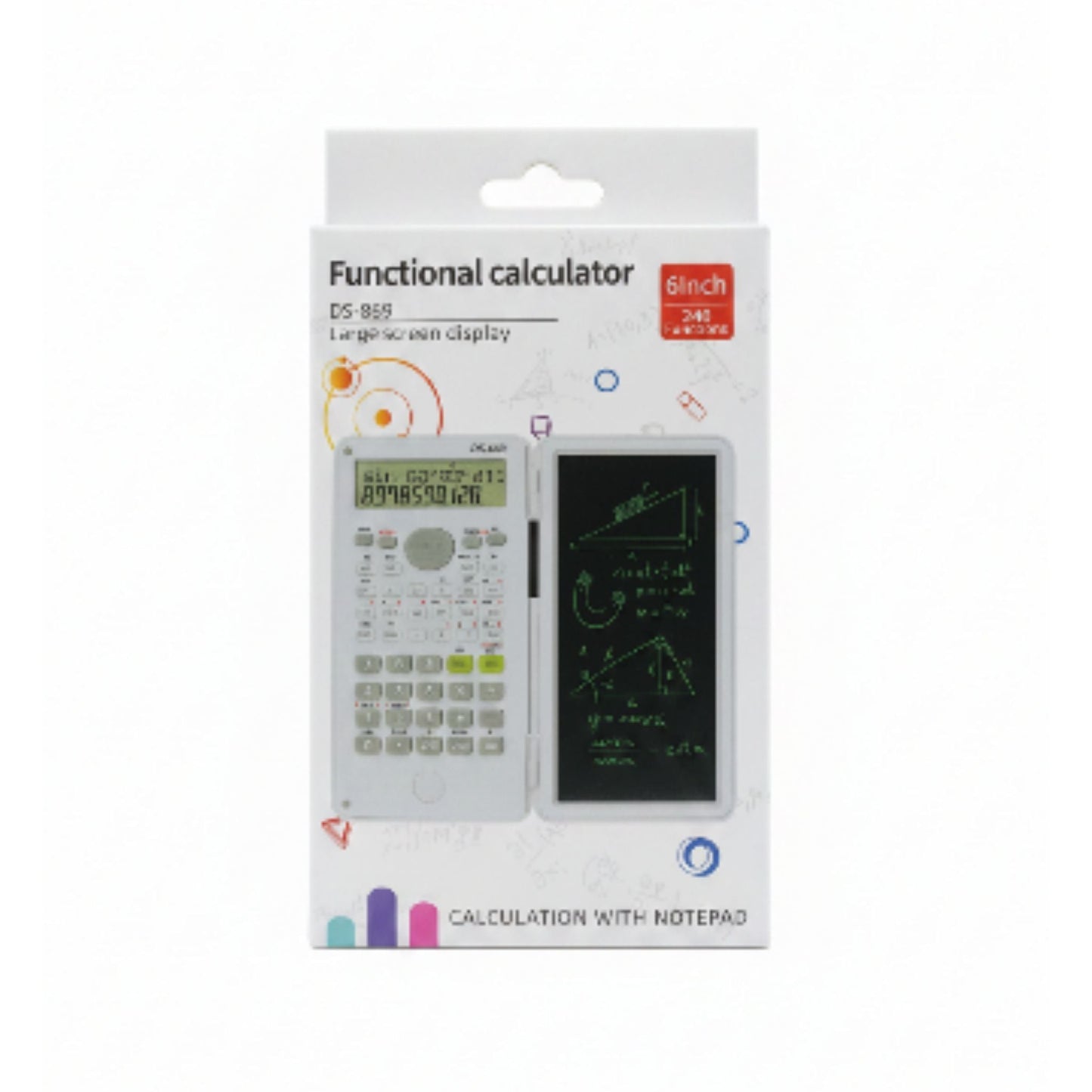 2 In 1 Scientific Calculator With Writing Pad Box On White Background