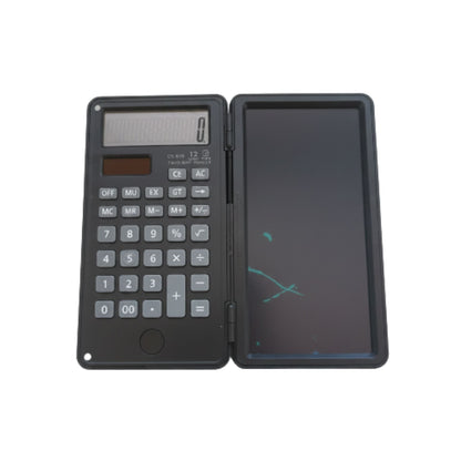 2 In 1 Slim Calculator With Writing Pad Opened On White Background