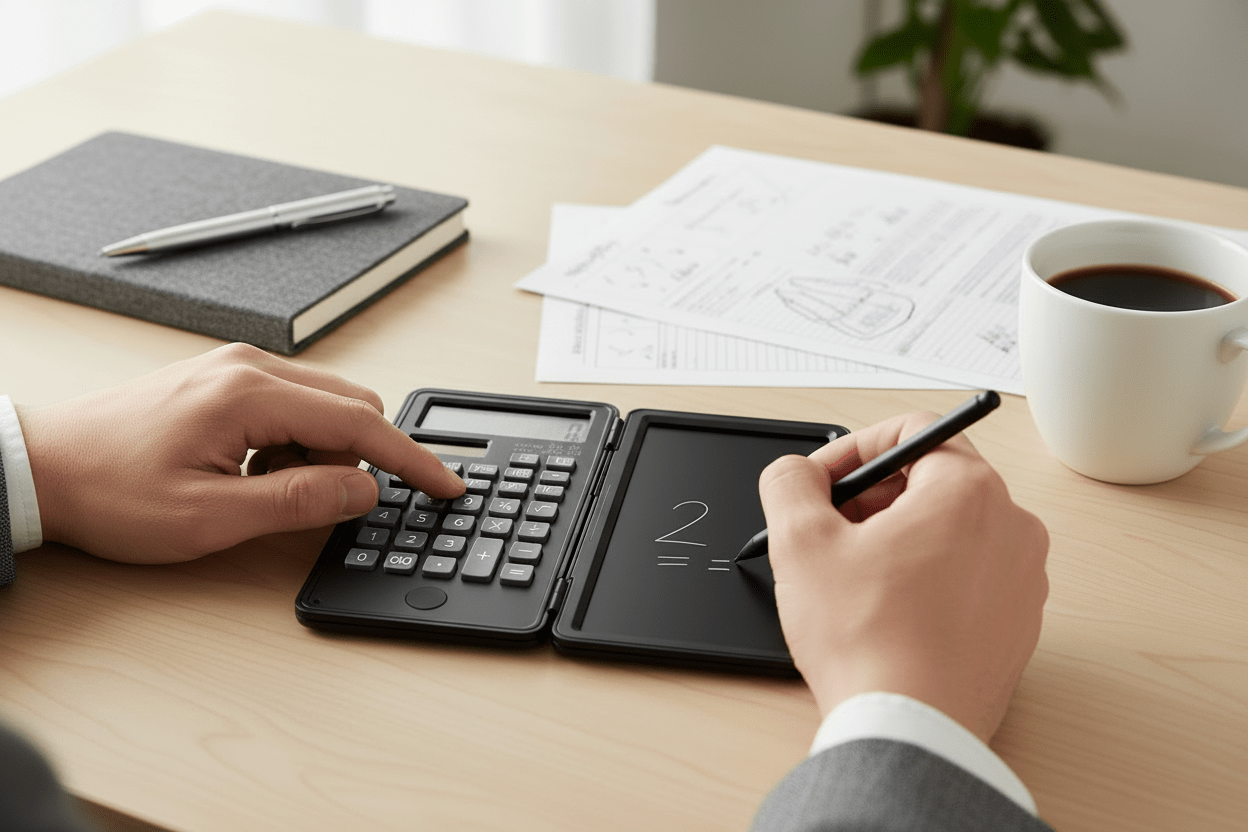 2 In 1 Slim Calculator With Writing Pad Lifestyle