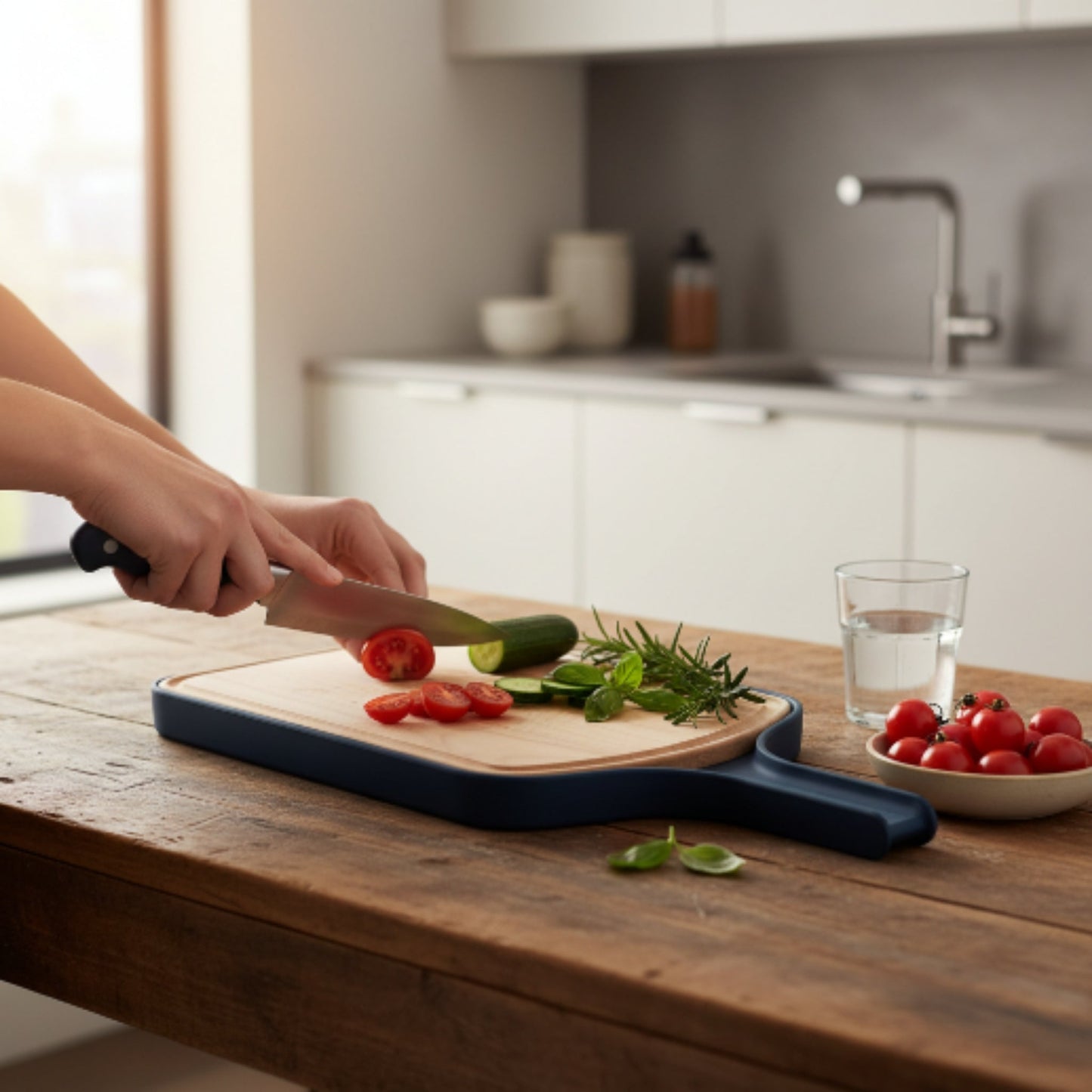 2-in-1 TakmeHome Chopping Board with Tray – Multi-Purpose Kitchen Cutting Board & Food Preparation Tray