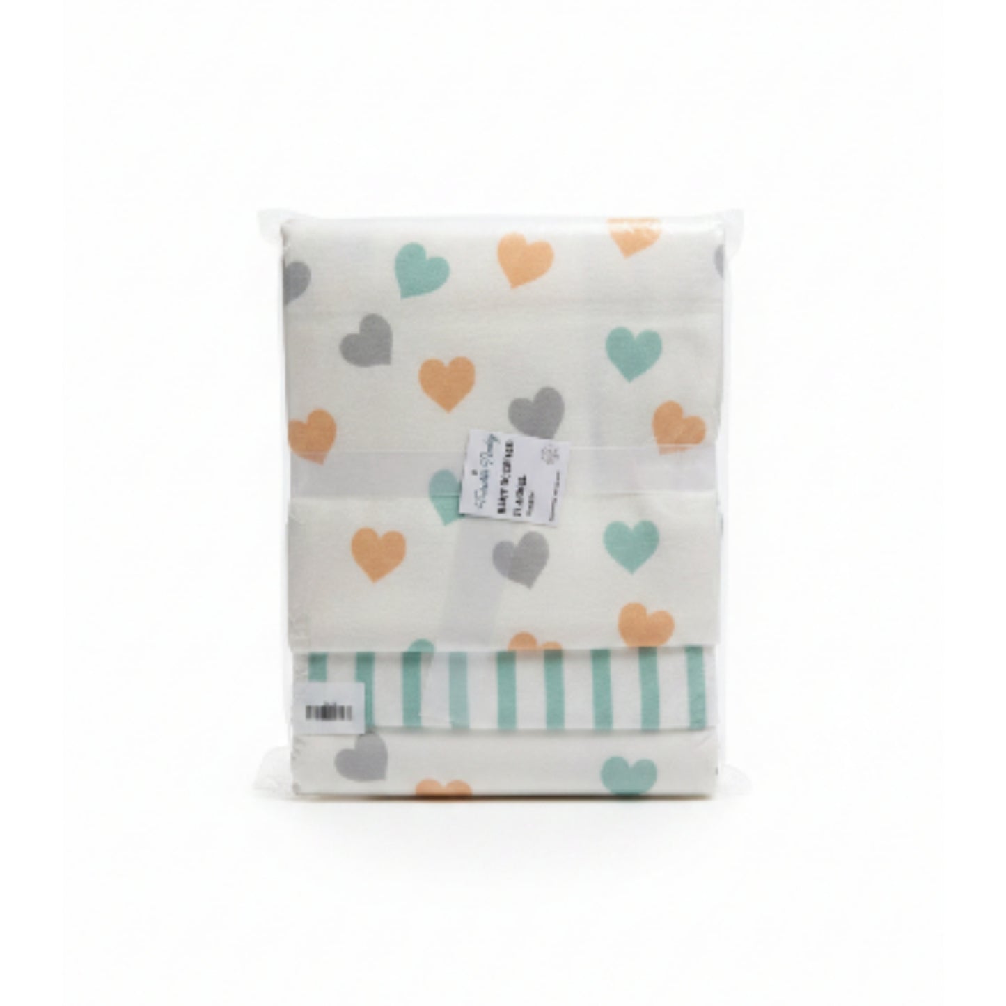 2-Piece Baby Receiver Blanket Set | Soft Newborn Receiving Blankets - Heart Print On White Background