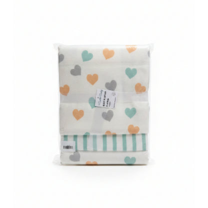 2-Piece Baby Receiver Blanket Set | Soft Newborn Receiving Blankets - Heart Print On White Background