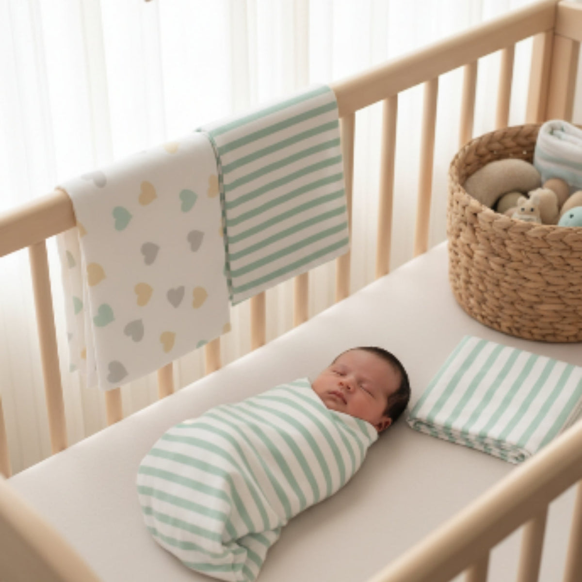 2-Piece Baby Receiver Blanket Set | Soft Newborn Receiving Blankets - Heart Print