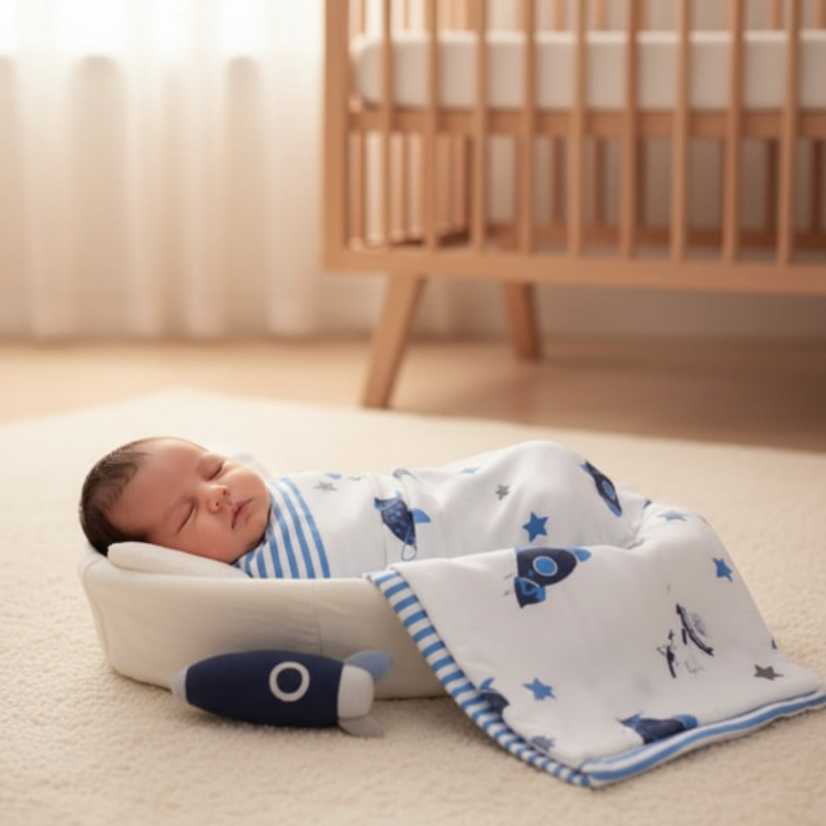 2-Piece Baby Receiver Blanket Set | Soft Newborn Receiving Blankets - Space