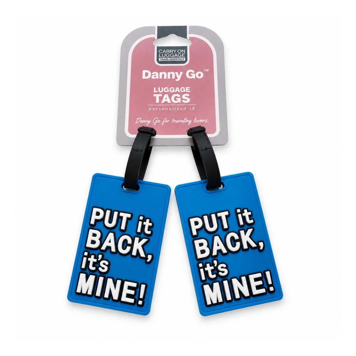 2 Piece Danny Go Luggage Tags – Travel Bag Identification Tags – Put It Back, It’s Mine!