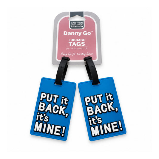 2 Piece Danny Go Luggage Tags – Travel Bag Identification Tags – Put It Back, It’s Mine!