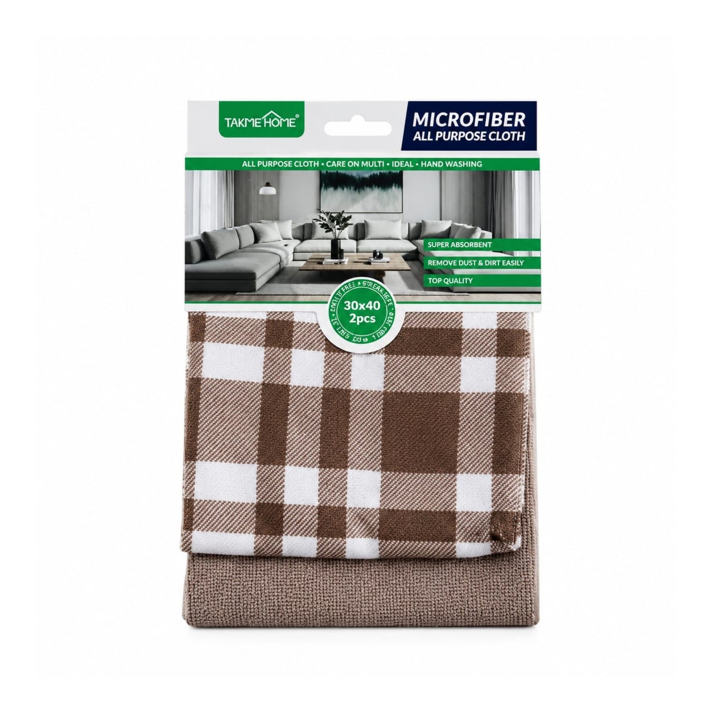 2 Piece Takmehome Microfibre Printed Cloths 30x40cm – All-Purpose Cloths