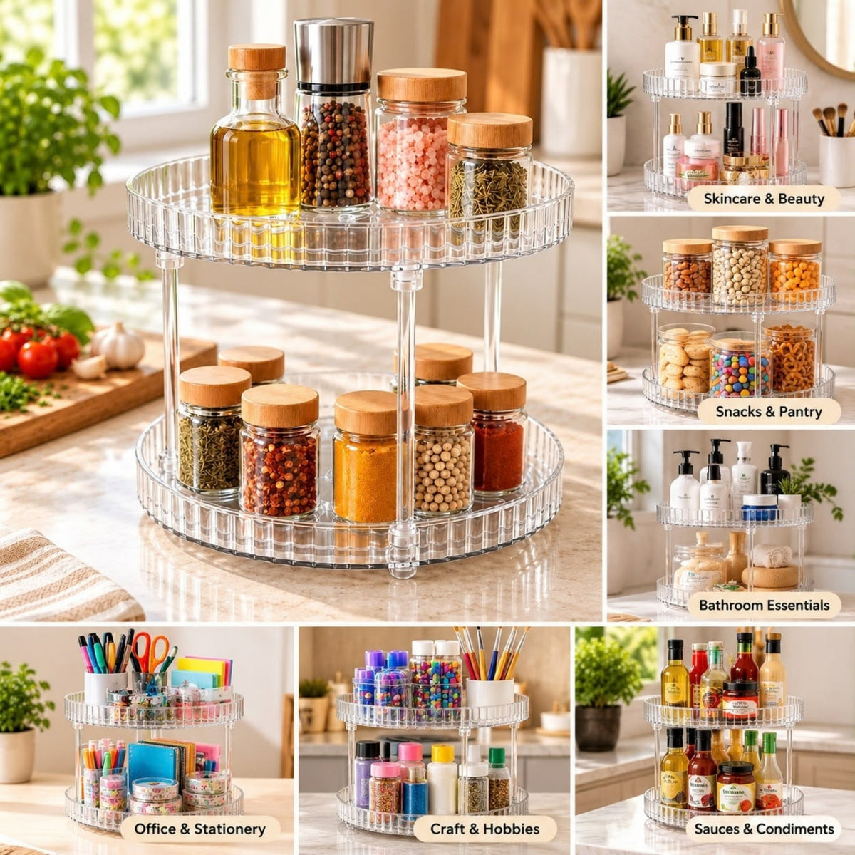 2 Tier Plastic Storage Stand – Multi-Purpose Organizer For Kitchen, Bathroom & Home