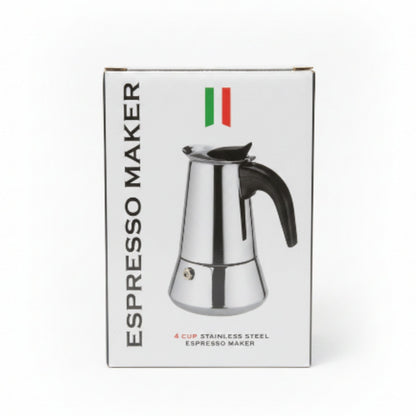 200ml Stainless Steel Italian Espresso Maker On White Background