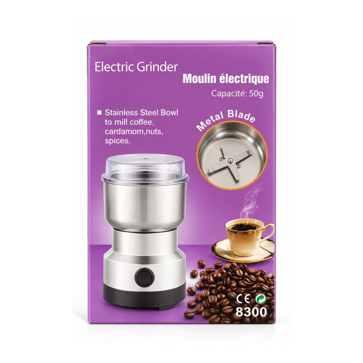200W Stainless Steel Electric Grinder – High-Speed Multi-Purpose Grinding
