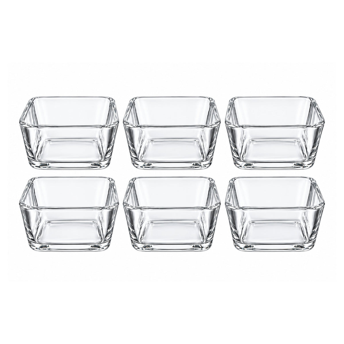 250ml 6 Piece Square Glass Bowl Set – Clear Serving Bowls for Snacks & Desserts
