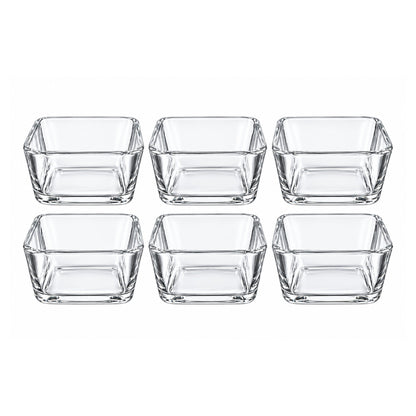 250ml 6 Piece Square Glass Bowl Set – Clear Serving Bowls for Snacks & Desserts