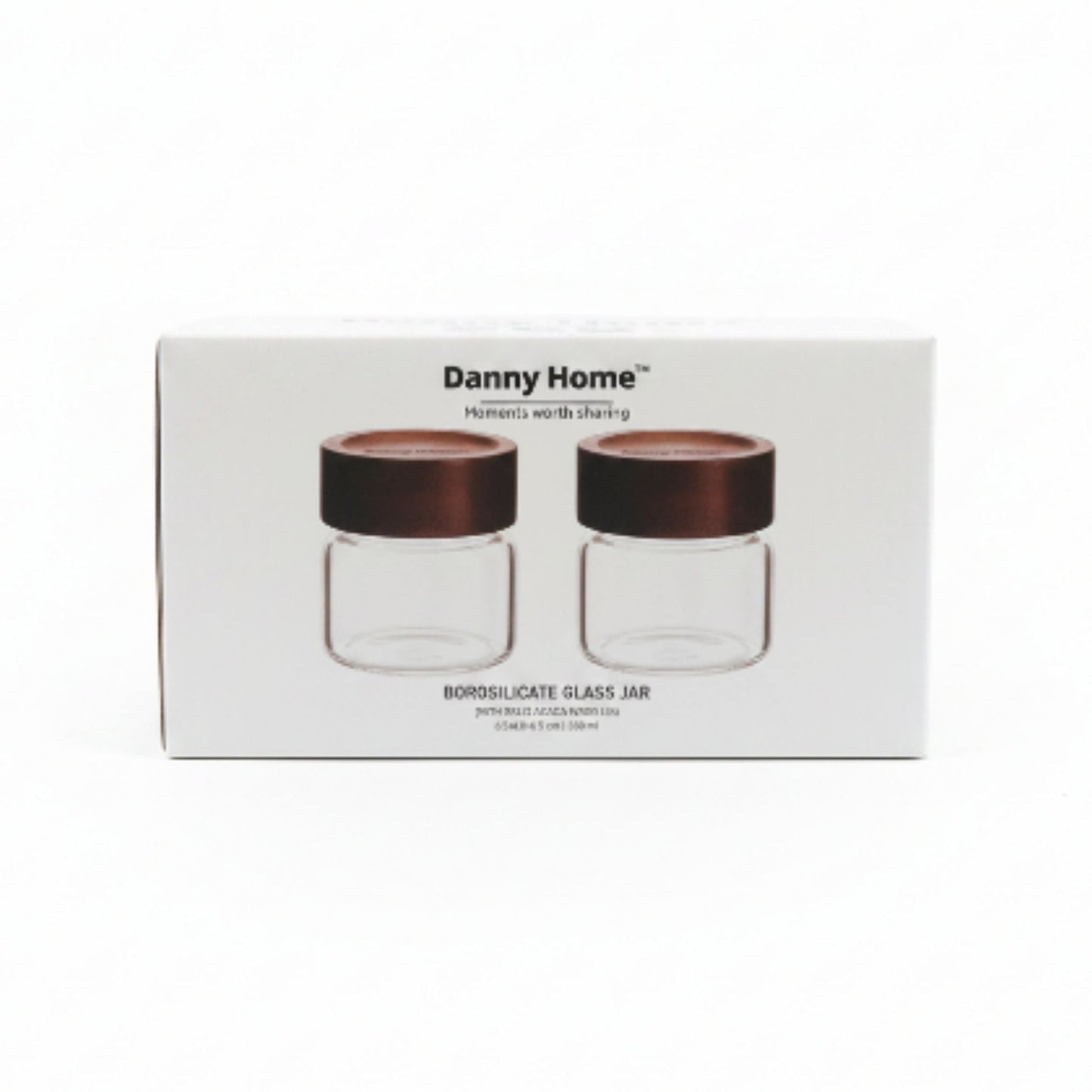 260ml Glass Storage Jar Set with Acacia Wood Lids – 2 Pack Pantry Containers