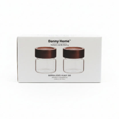 260ml Glass Storage Jar Set with Acacia Wood Lids – 2 Pack Pantry Containers