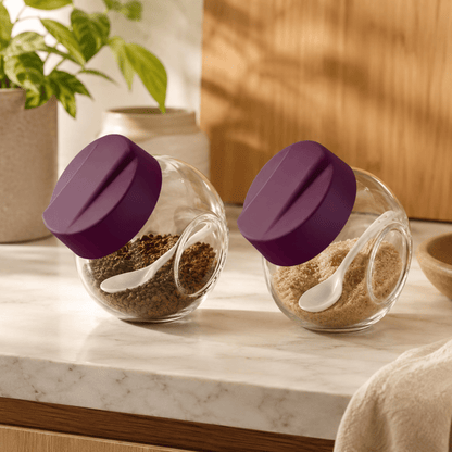2pc 750ml Bager Aqua Double Bottom Jar Set with Spoons – Kitchen Storage Jars