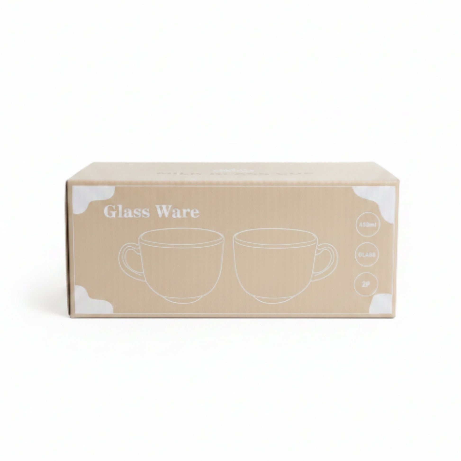 2pc Clear Glass Soup Mugs 450ml – Heat Resistant Handle Bowls for Soup, Noodles & Hot Drinks