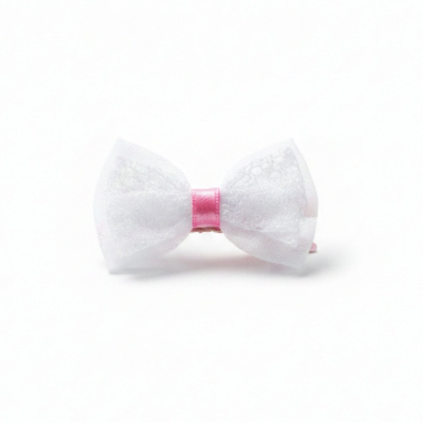 2pc Hair Clips - Pink & White Bow