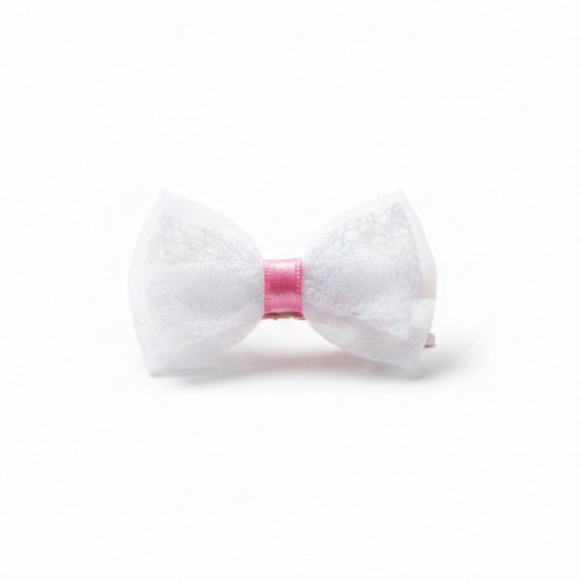 2pc Hair Clips - Pink & White Bow