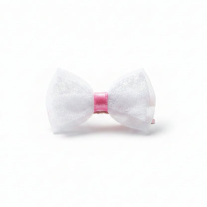 2pc Hair Clips - Pink & White Bow