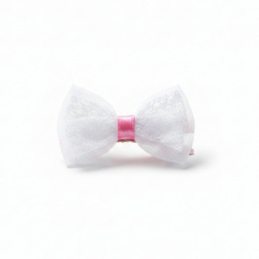 2pc Hair Clips - Pink & White Bow