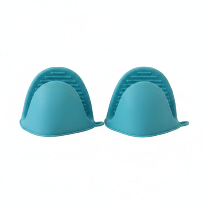 2pc Heat Resistant Silicone Oven Mitts – Non-Slip Kitchen Pot Holder Gloves - Blue