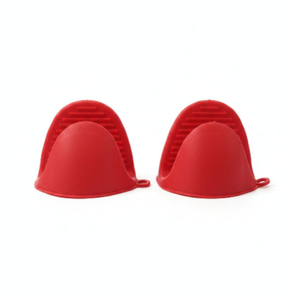 2pc Heat Resistant Silicone Oven Mitts – Non-Slip Kitchen Pot Holder Gloves - Red