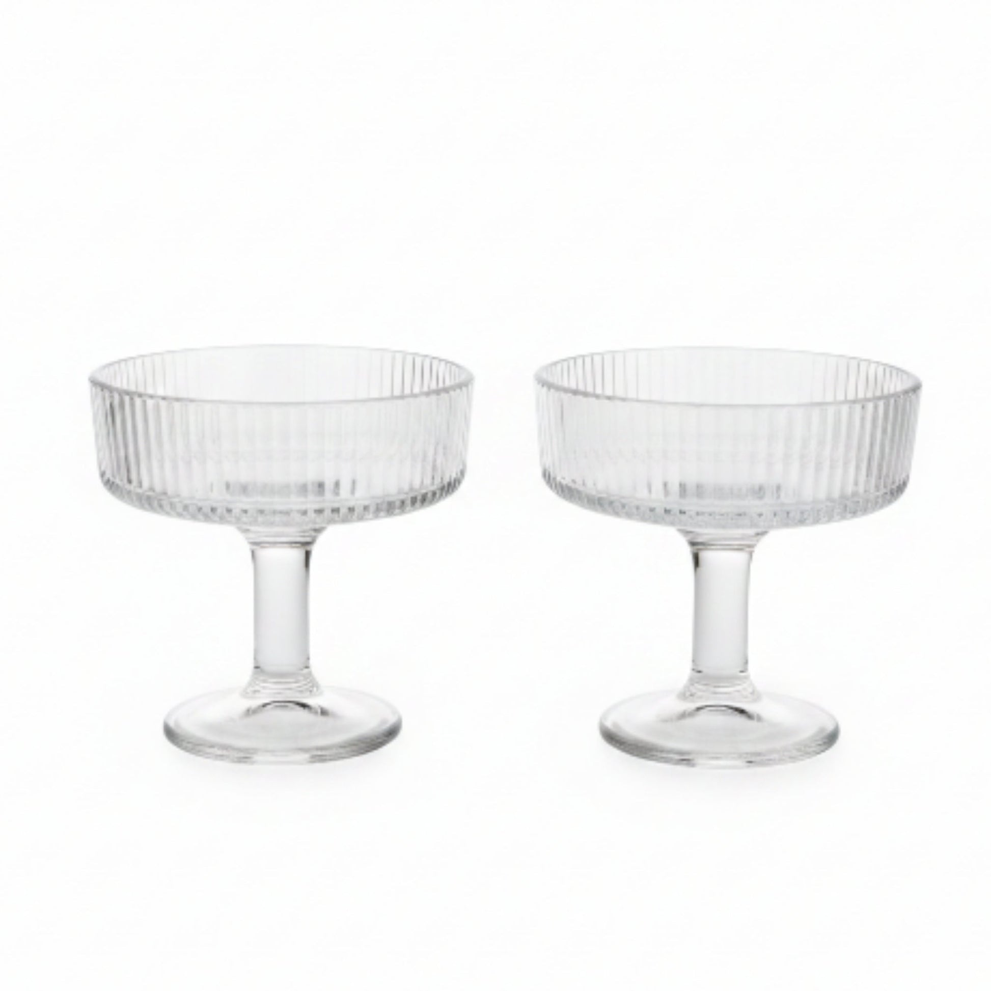 2pc Premium Ribbed Glass Ice Cream Sundae Cups – Dessert Serving Bowls